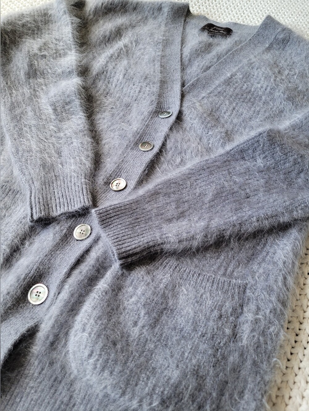 J. Crew 100% Brushed Cashmere Spring Street Oversized V-neck Cardigan, Gray - Picture 15 of 16